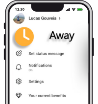 Mobile phone showing away symbol